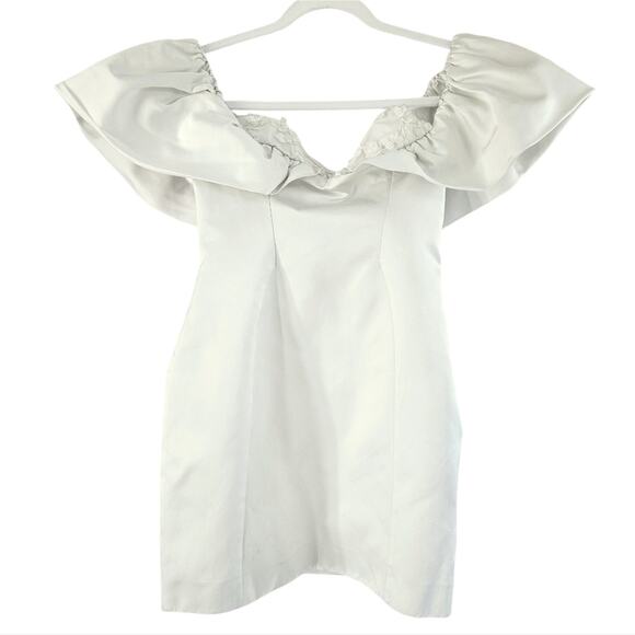 Rime Arodaky Cara Dress Ivory Off the Shoulder Mini Size 36‎ / US 4 Bridal - Picture 6 of 12